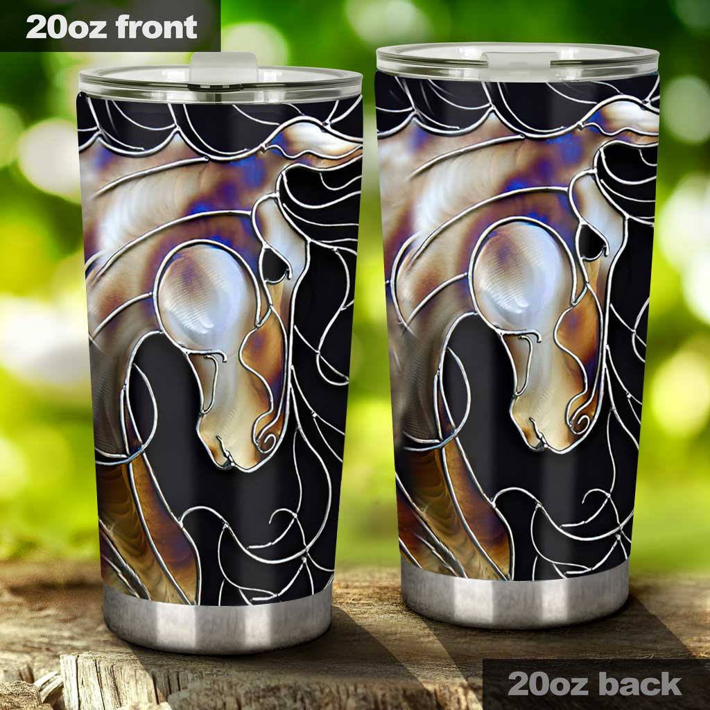 Horse Tumbler With Stained Glass Print 0622