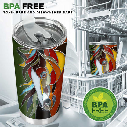 Horse Tumbler With Stained Glass Print 0622