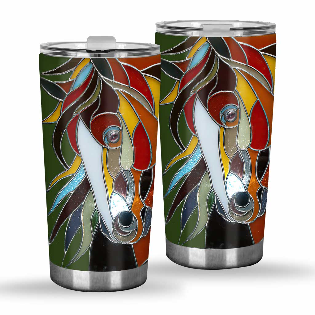 Horse Tumbler With Stained Glass Print 0622