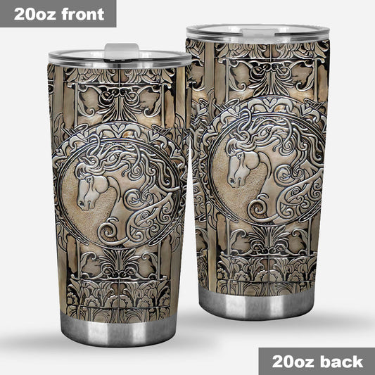 Love Horses Tumbler With Metal Pattern Print 0622