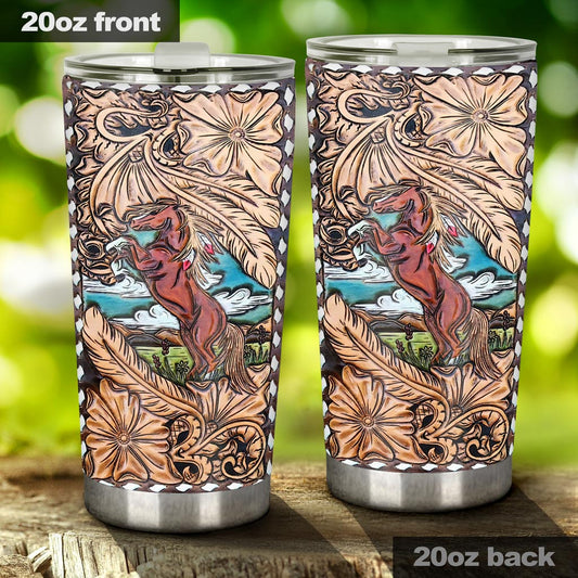 Leather Horse Horse Tumbler 0622