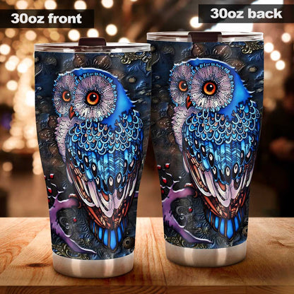 Blue Majestic Owl - Tumbler 0622