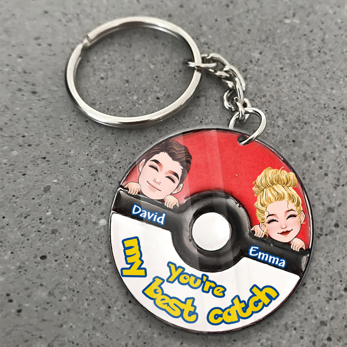 My Best Catch - Personalized Monster Trainer Keychain (Printed On Both Sides)