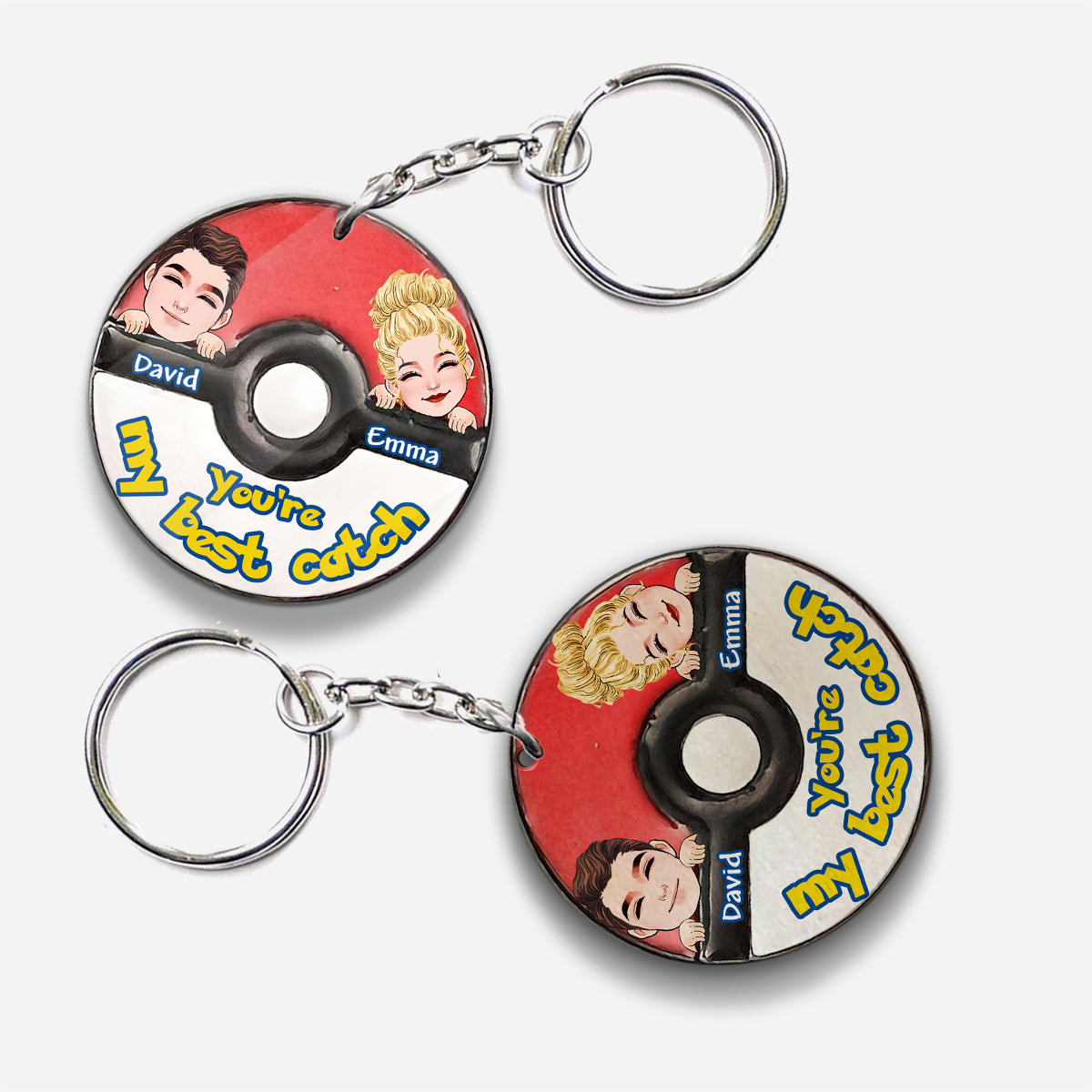 My Best Catch - Personalized Monster Trainer Keychain (Printed On Both Sides)