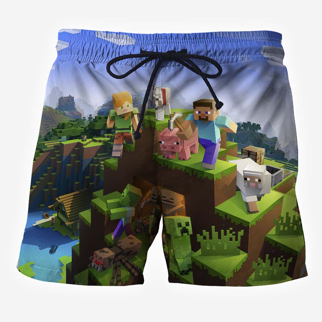 Craftman Look - Personalized Block World Hawaiian Shirt & Men Shorts