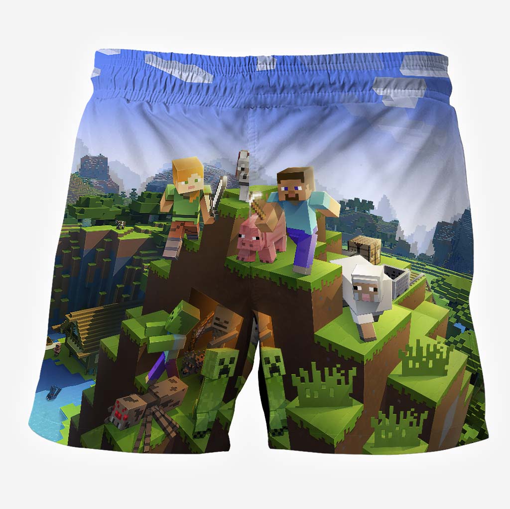 Craftman Look - Personalized Block World Hawaiian Shirt & Men Shorts