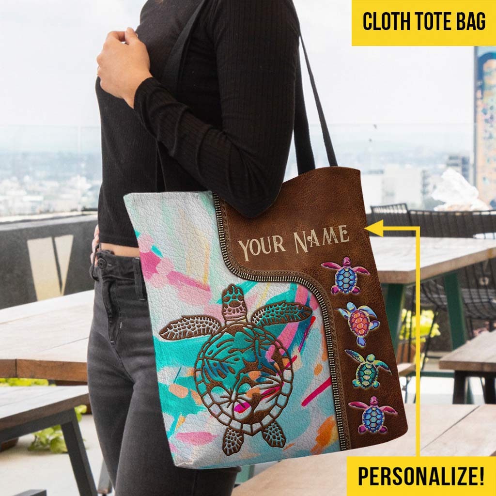 Colorful Turtles Personalized  Tote Bag