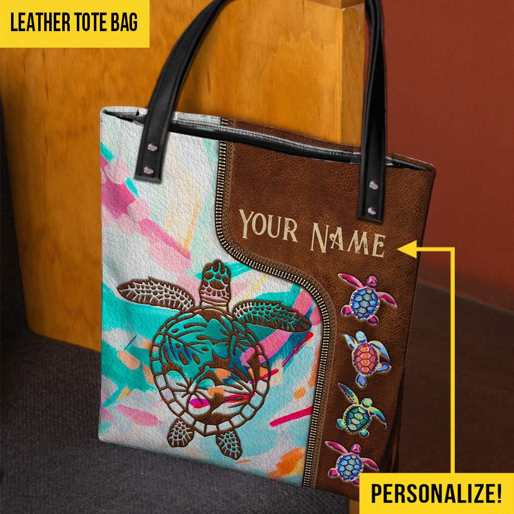 Colorful Turtles Personalized  Tote Bag