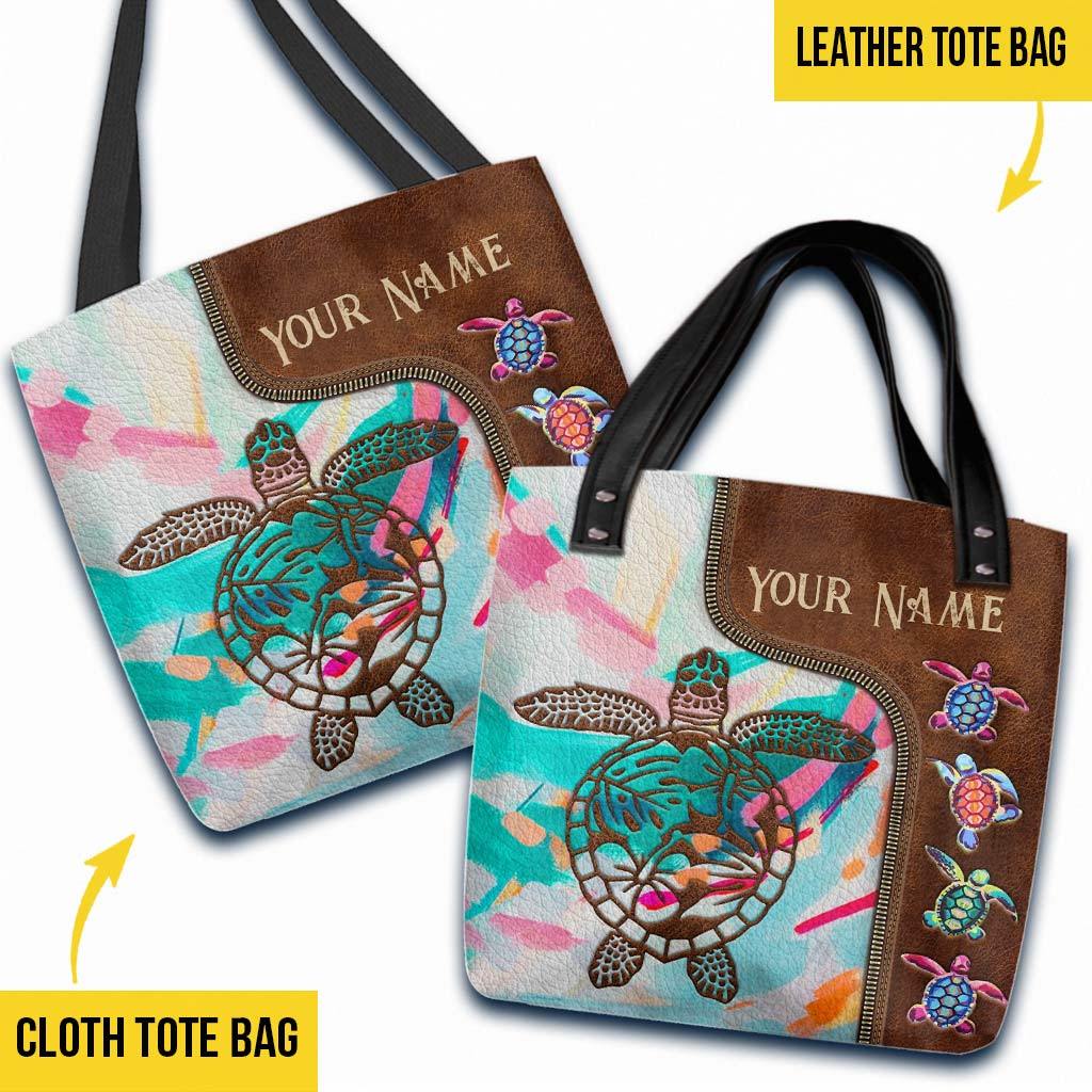 Colorful Turtles Personalized  Tote Bag