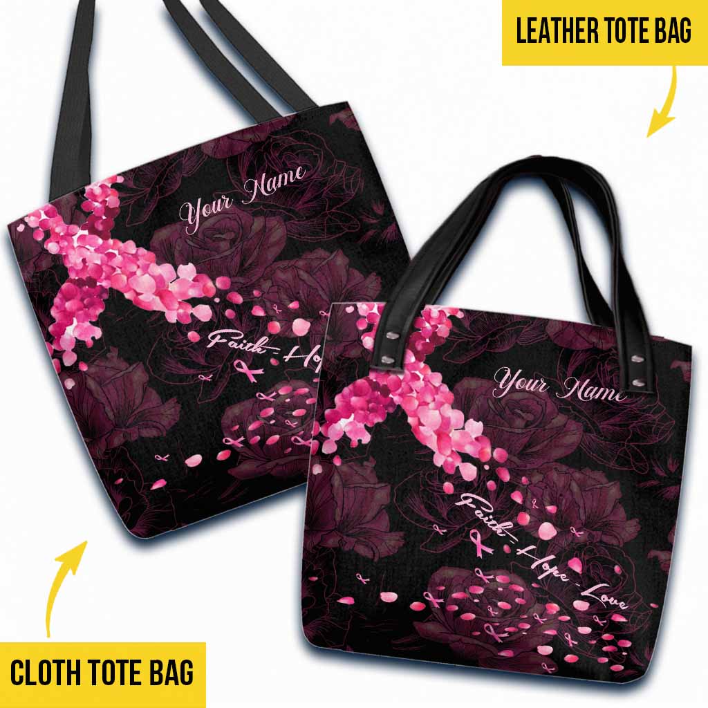 Faith Hope Love - Breast Cancer Awareness Personalized Tote Bag