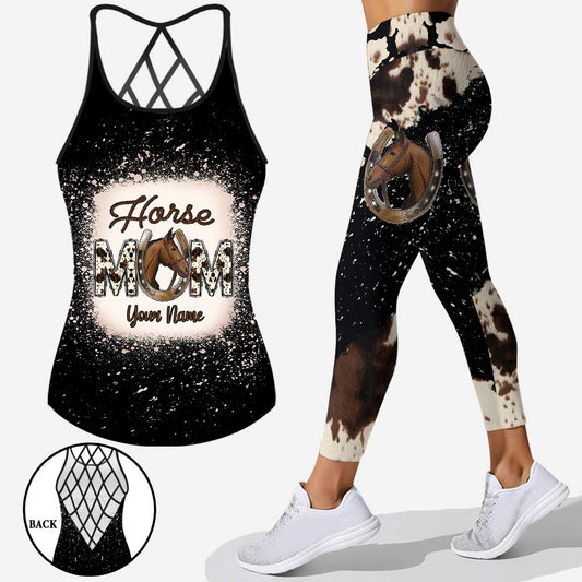 Horse Mom - Personalized Cross Tank Top and Leggings