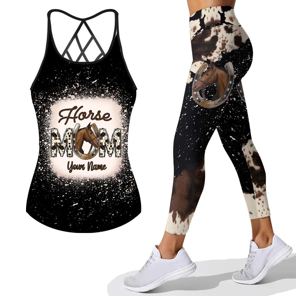 Horse Mom - Personalized Cross Tank Top and Leggings