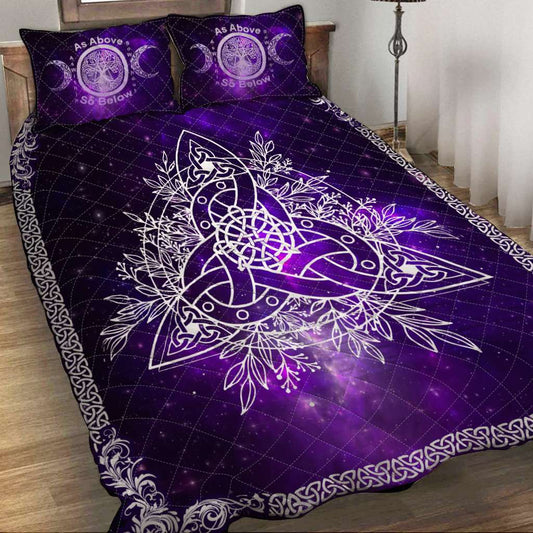 Celtic Wicca Triquetra Wicca Pagan -  Witch Quilt Set 0822