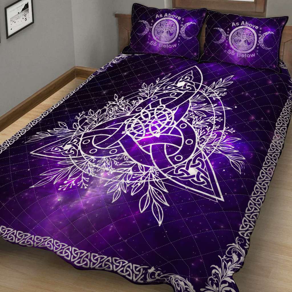 Celtic Wicca Triquetra Wicca Pagan -  Witch Quilt Set 0822