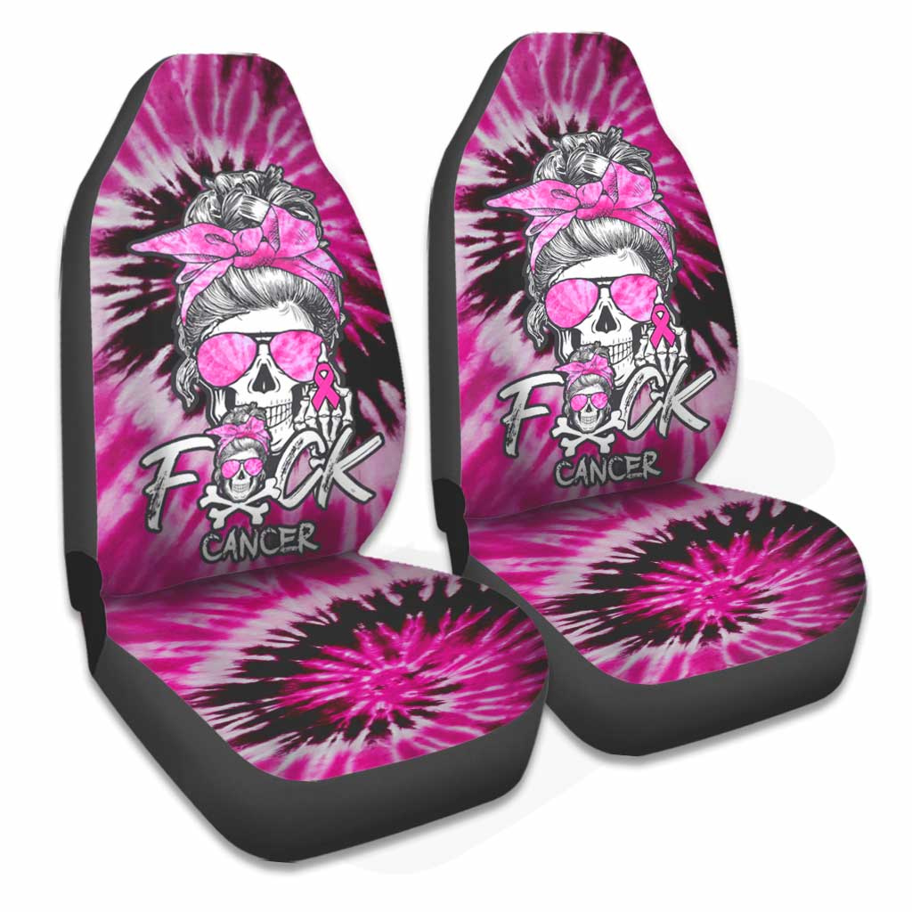 Fck Cancer Skull Automotive-  Breast Cancer Awareness Seat Covers 0822