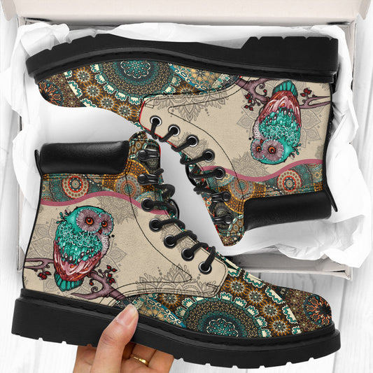 Owl Vintage Mandala - Owl All Season Boots 0921