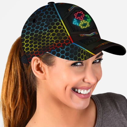 Autism Neon Flag Carbon - Autism Awareness Classic Cap 0921