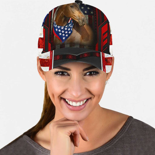 Horse US Flag - Horse Classic Cap 0921