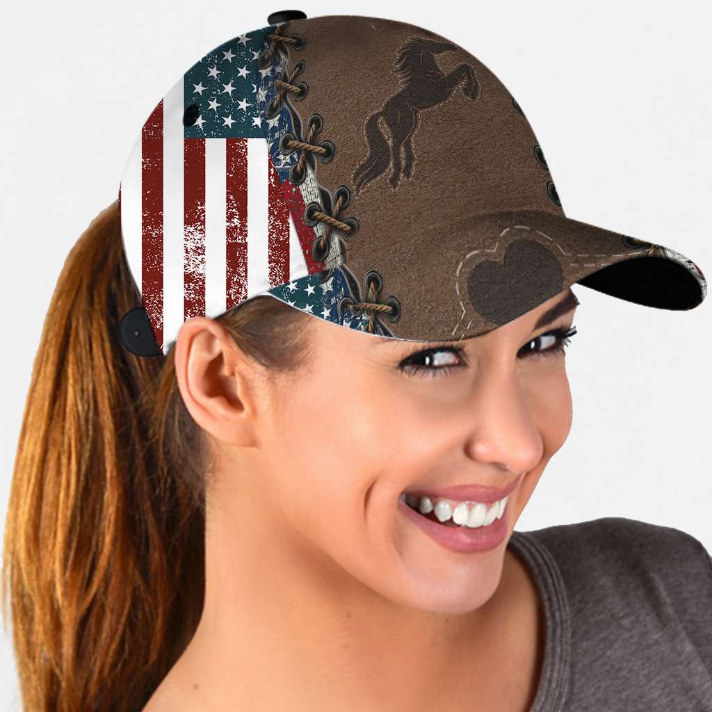 Horse US Flag - Horse Classic Cap 0921