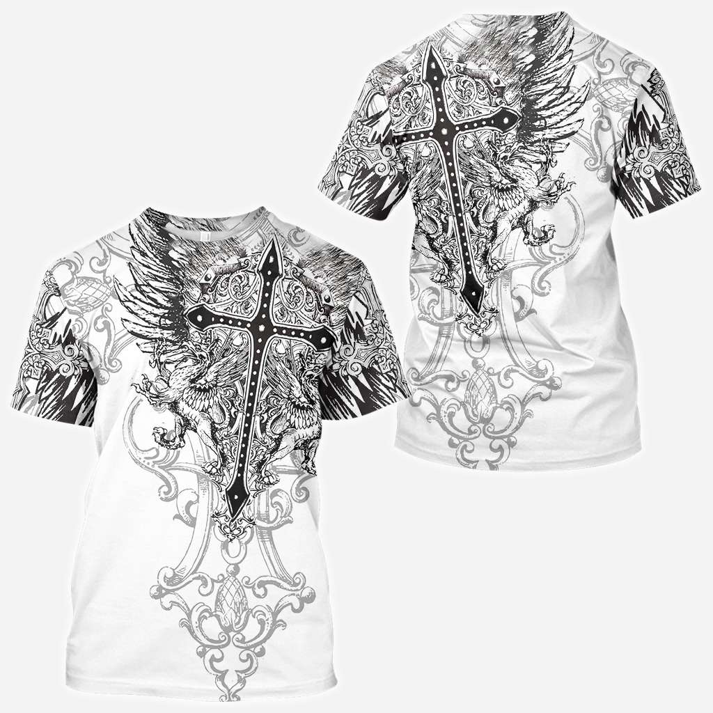 Jesus Cross Tattoo All Over Printed Shirts For Men and Women - Christian All Over T-shirt and Hoodie 0921