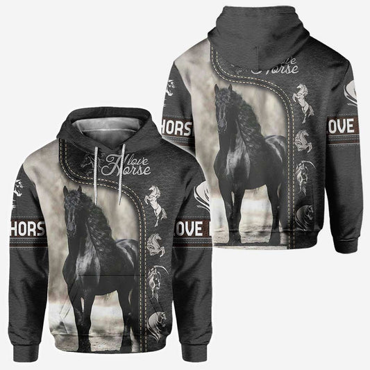 Black Horse Lover - All Over T-shirt and Hoodie 0921