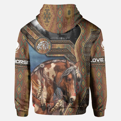 Love Native American Horse All Over T-shirt and Hoodie 0921