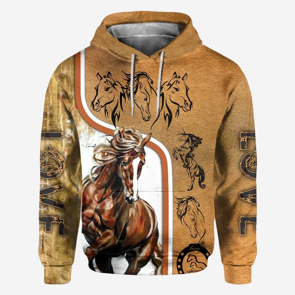 Love Strong Brown Horse All Over T-shirt and Hoodie 0921