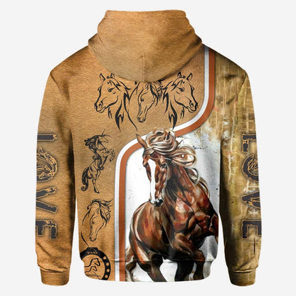 Love Strong Brown Horse All Over T-shirt and Hoodie 0921