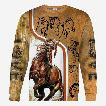 Love Strong Brown Horse All Over T-shirt and Hoodie 0921