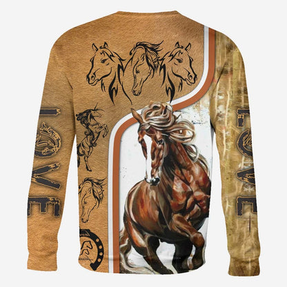 Love Strong Brown Horse All Over T-shirt and Hoodie 0921