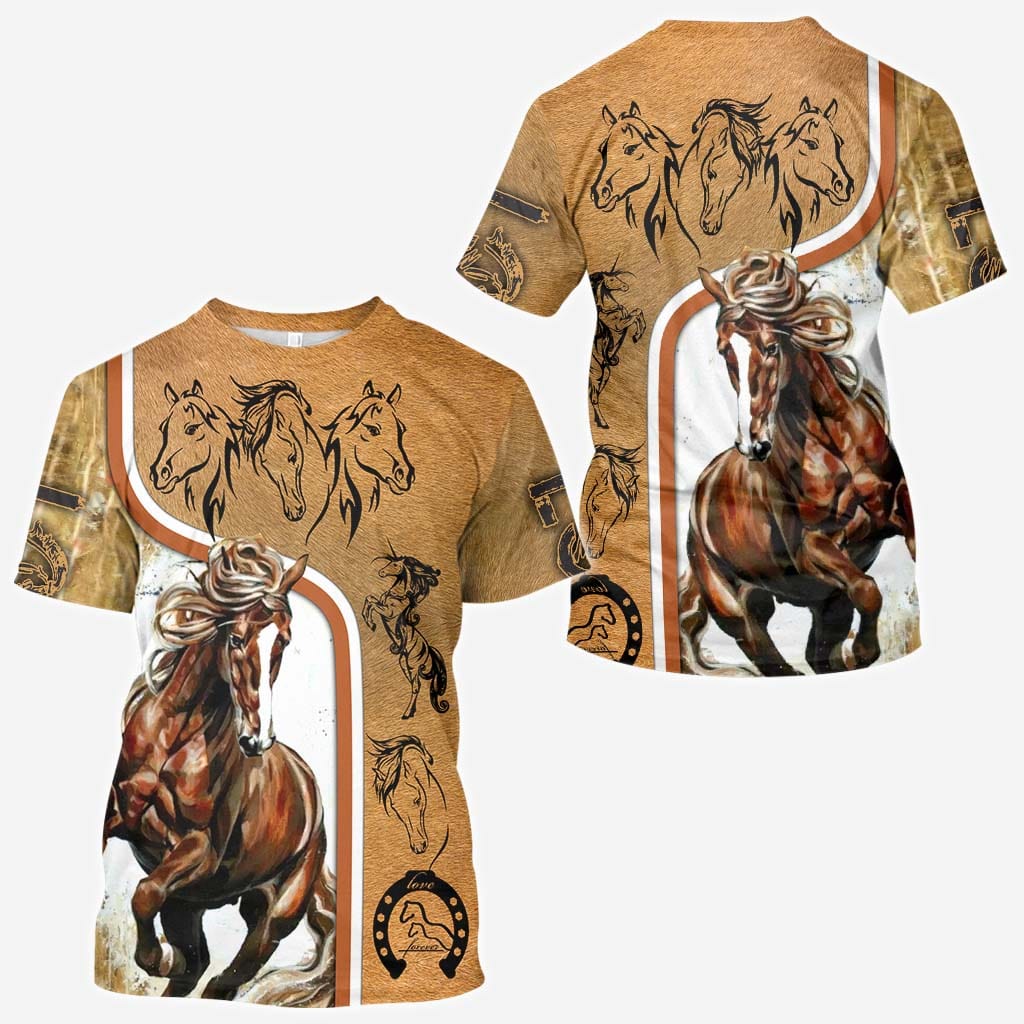 Love Strong Brown Horse All Over T-shirt and Hoodie 0921