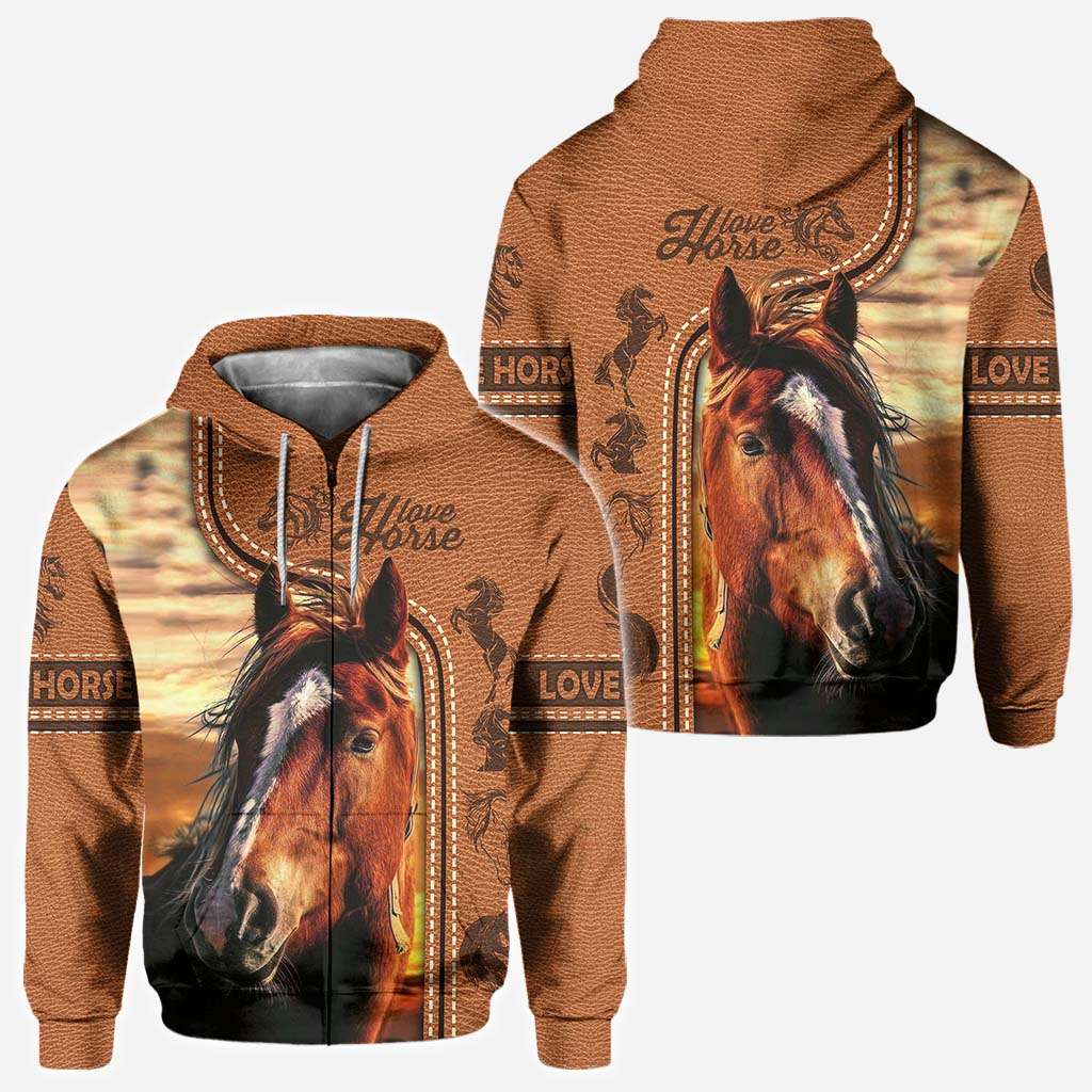 Horse Riding Lover - Horse All Over T-shirt and Hoodie With Leather Print 0921