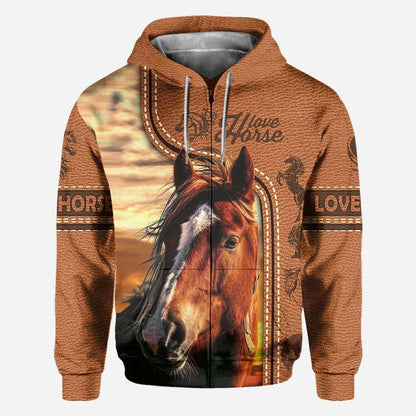 Horse Riding Lover - Horse All Over T-shirt and Hoodie With Leather Print 0921