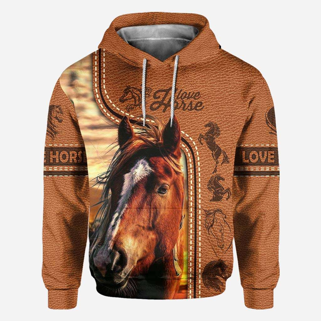 Horse Riding Lover - Horse All Over T-shirt and Hoodie With Leather Print 0921