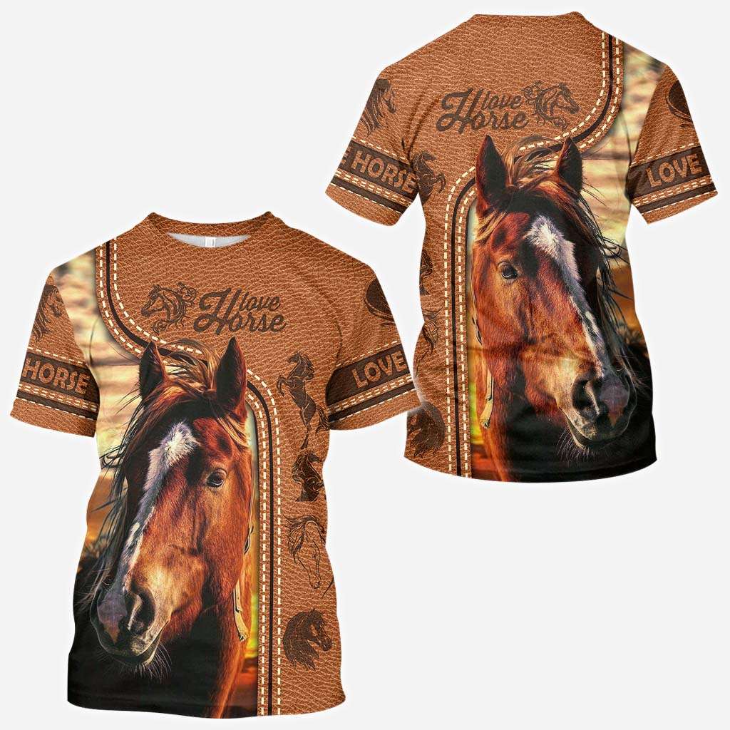 Horse Riding Lover - Horse All Over T-shirt and Hoodie With Leather Print 0921