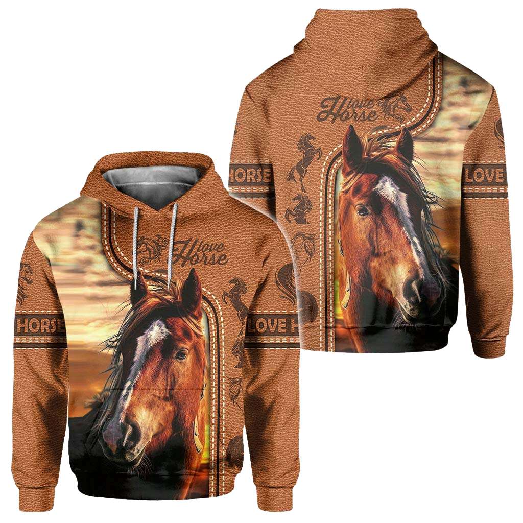 Horse Riding Lover - Horse All Over T-shirt and Hoodie With Leather Print 0921