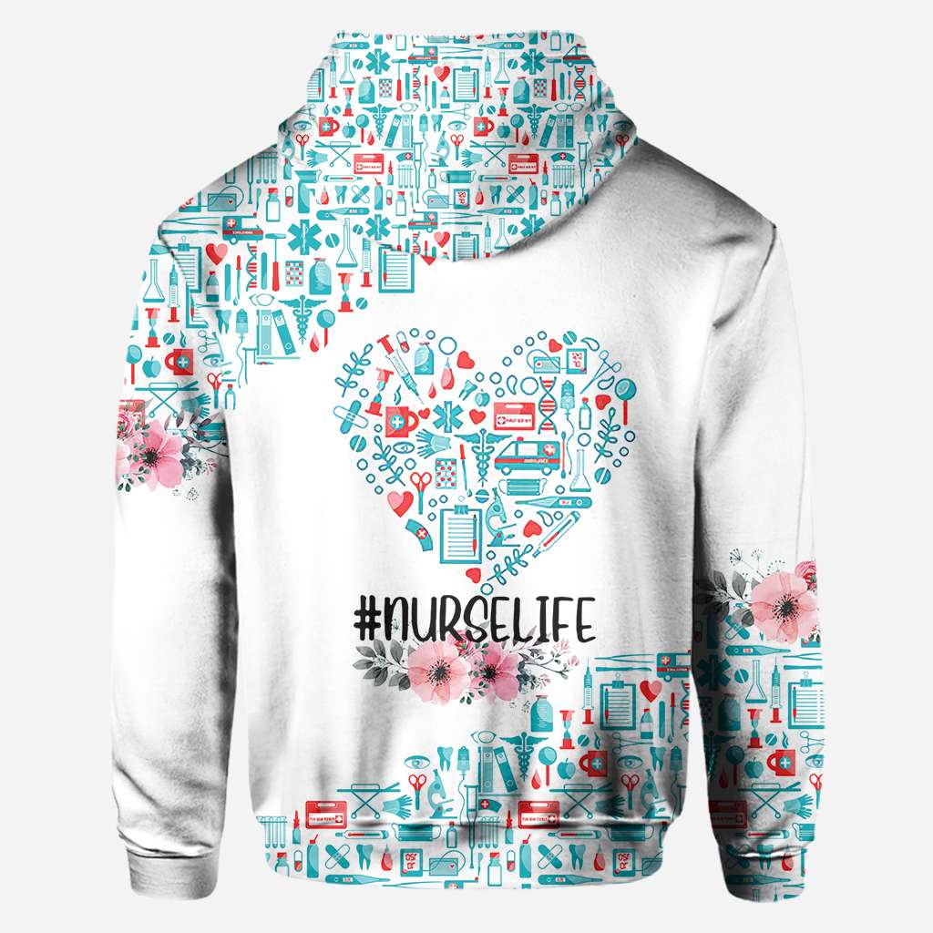 Nurse Nurse Life Teal Heart Pattern - Nurse All Over T-shirt and Hoodie 0921