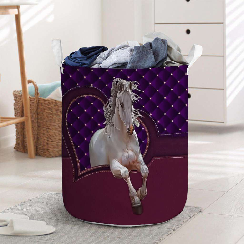 Horse Purple Heart - Horse Riding Lover - Horse Owner Laundry Basket 0921