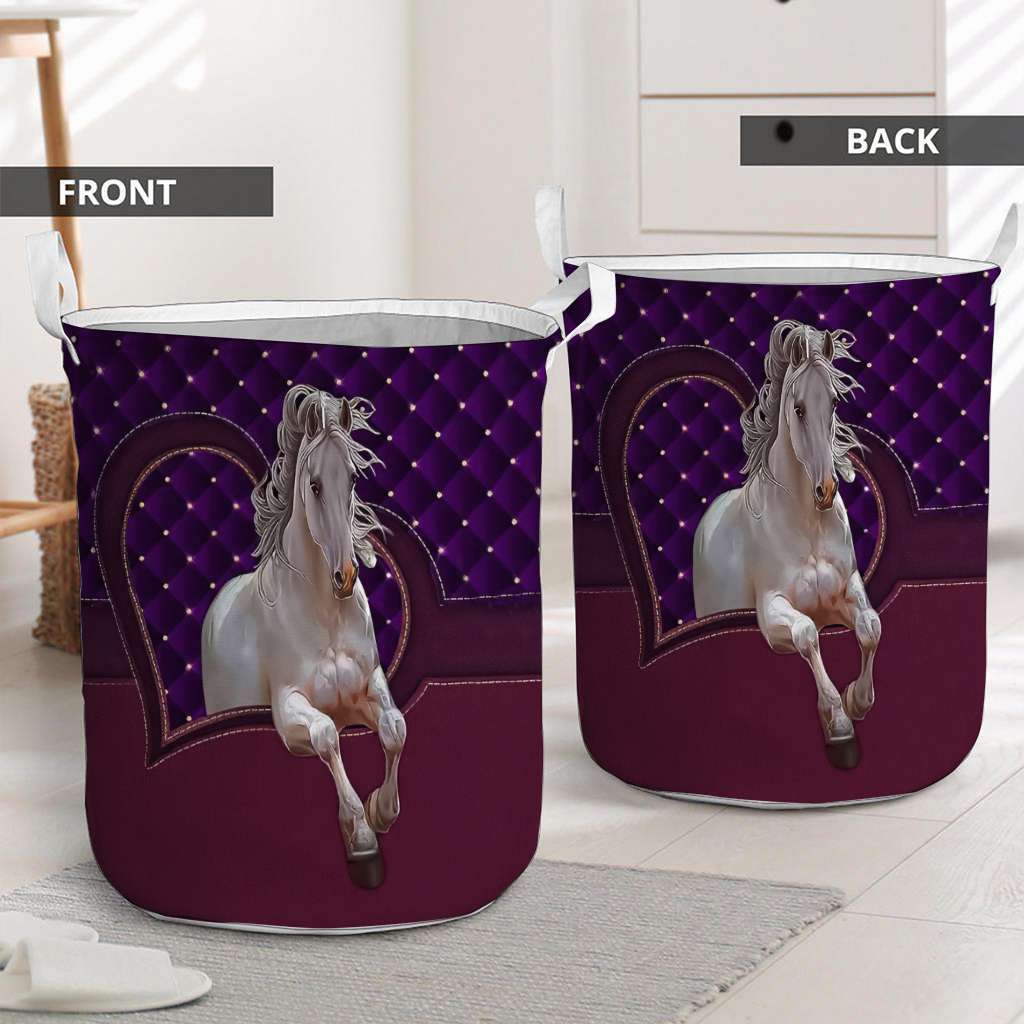 Horse Purple Heart - Horse Riding Lover - Horse Owner Laundry Basket 0921