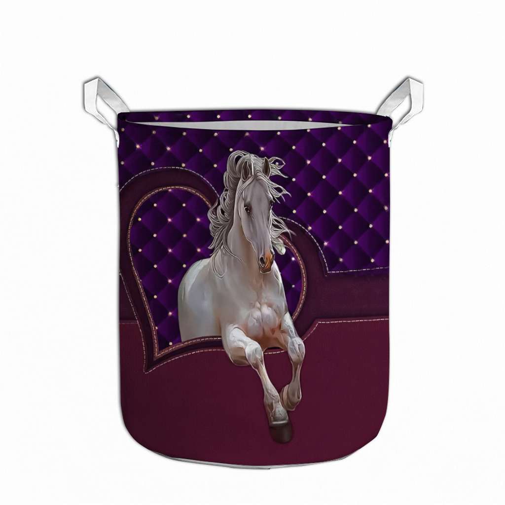 Horse Purple Heart - Horse Riding Lover - Horse Owner Laundry Basket 0921