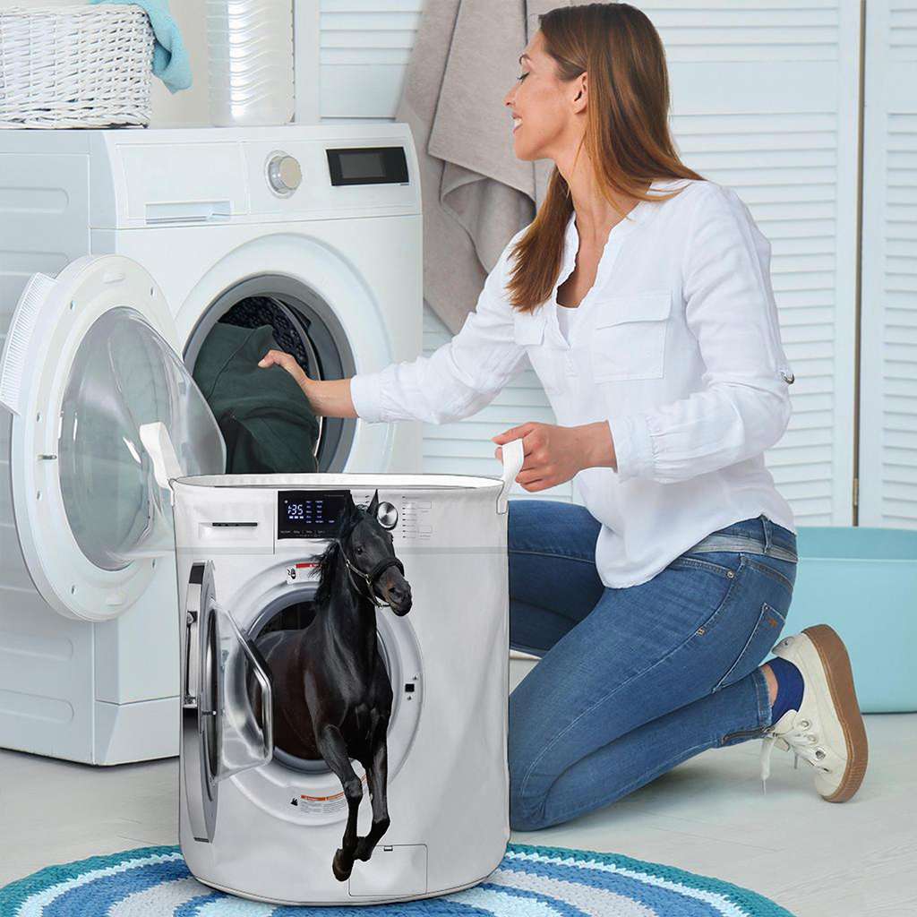 Horse In Washing Machine - Horse Riding Lover - Horse Owner Laundry Basket 0921