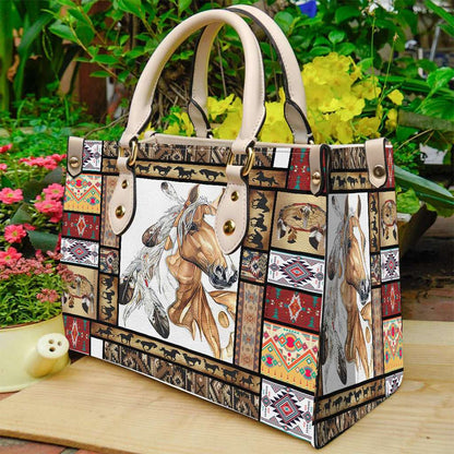 Horse Native American Horse - Horse Leather Handbag 0921