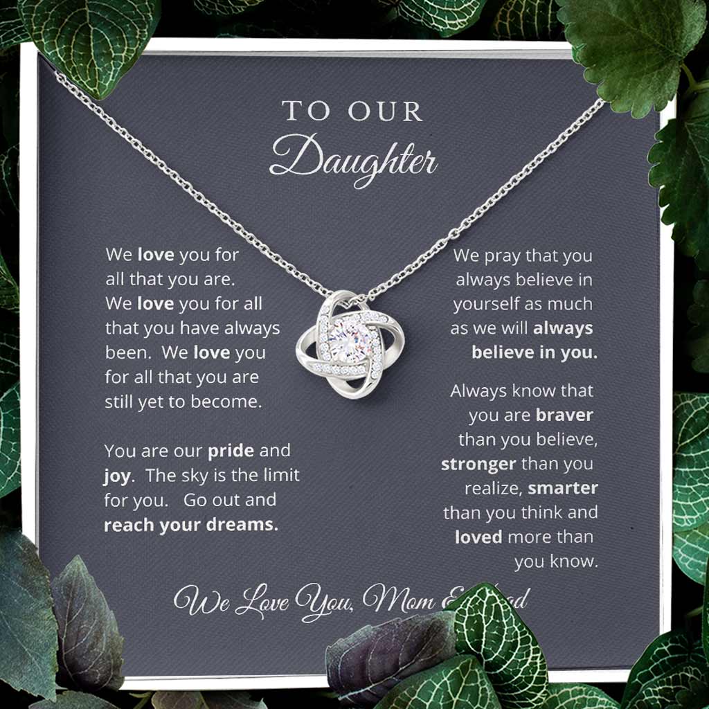 Gift For Daughter From Mom And Dad To Our Daughter - Daughter Love Knot Necklace 0921
