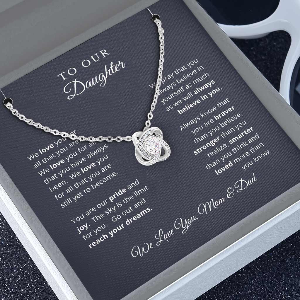 Gift For Daughter From Mom And Dad To Our Daughter - Daughter Love Knot Necklace 0921