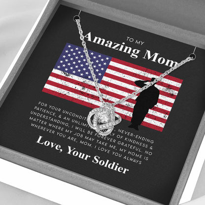 Army Mom Gift Military Mom Gift For Mom From Soldier - Mother Love Knot Necklace 0921