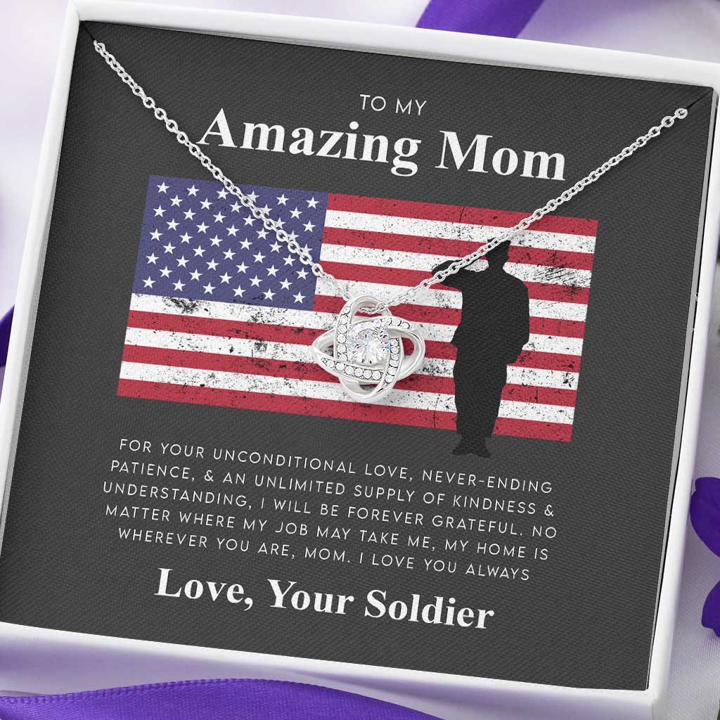 Army Mom Gift Military Mom Gift For Mom From Soldier - Mother Love Knot Necklace 0921