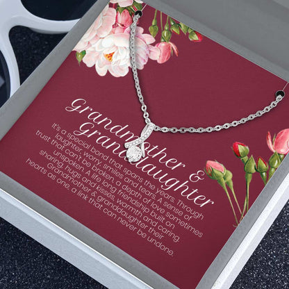 Grandmother & Granddaughter Grandma Gift Granddaughter Gift Nana Nanny - Grandma Petite Ribbon Necklace 0921