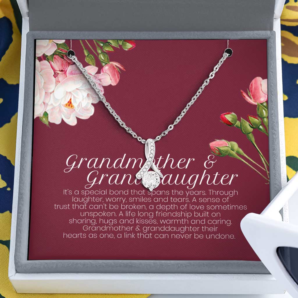 Grandmother & Granddaughter Grandma Gift Granddaughter Gift Nana Nanny - Grandma Petite Ribbon Necklace 0921