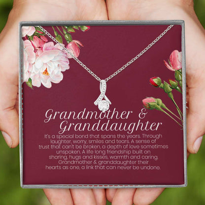 Grandmother & Granddaughter Grandma Gift Granddaughter Gift Nana Nanny - Grandma Petite Ribbon Necklace 0921