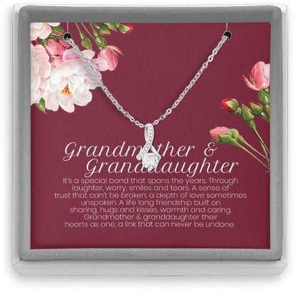 Grandmother & Granddaughter Grandma Gift Granddaughter Gift Nana Nanny - Grandma Petite Ribbon Necklace 0921